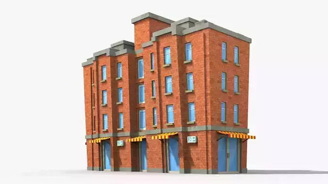 Cartoon Building x26 Low-poly 3D model
