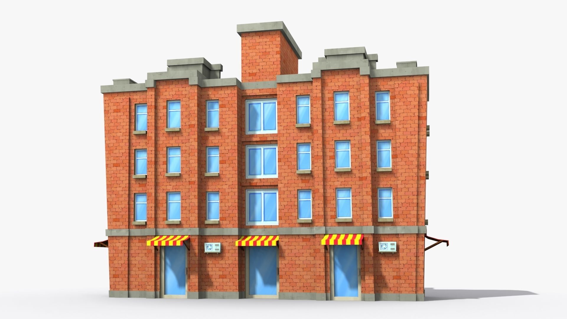 Cartoon Building x26 Low-poly 3D model_1