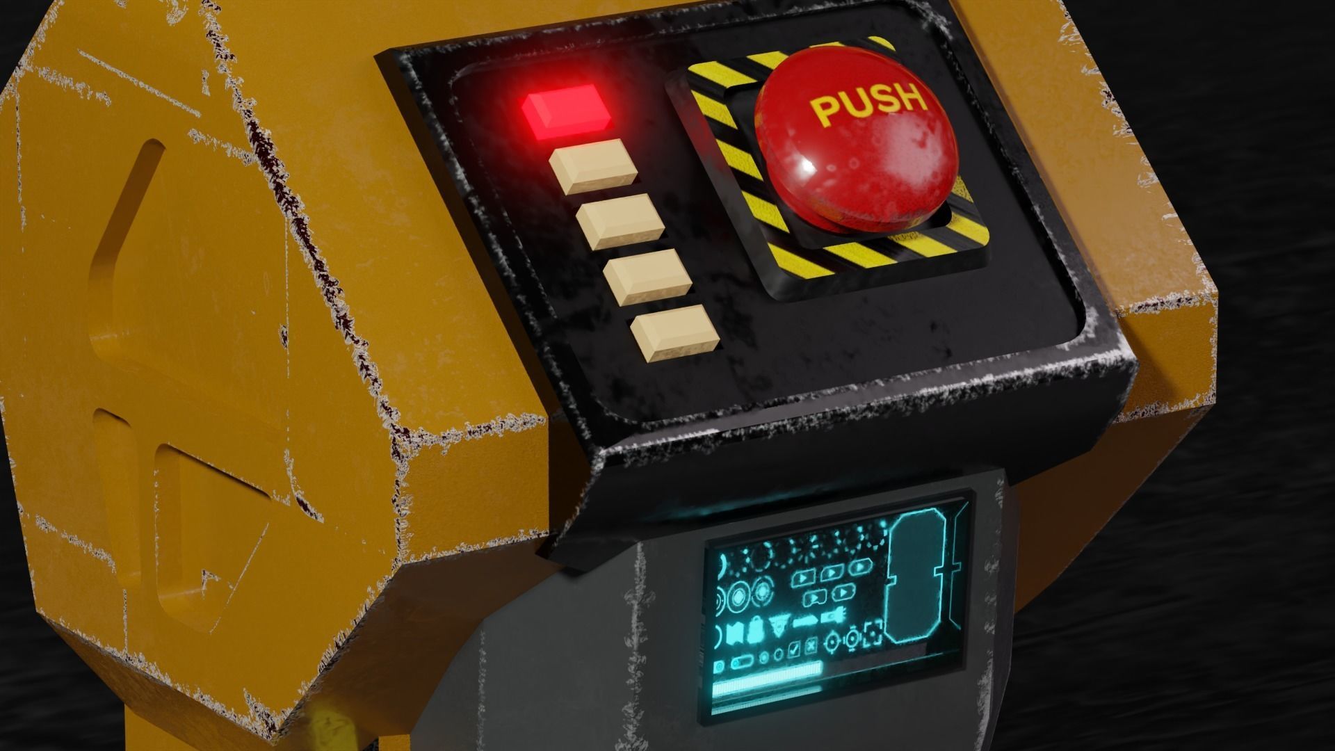 Rigged Remote controller with Push Button and mini display Low-poly 3D model_1