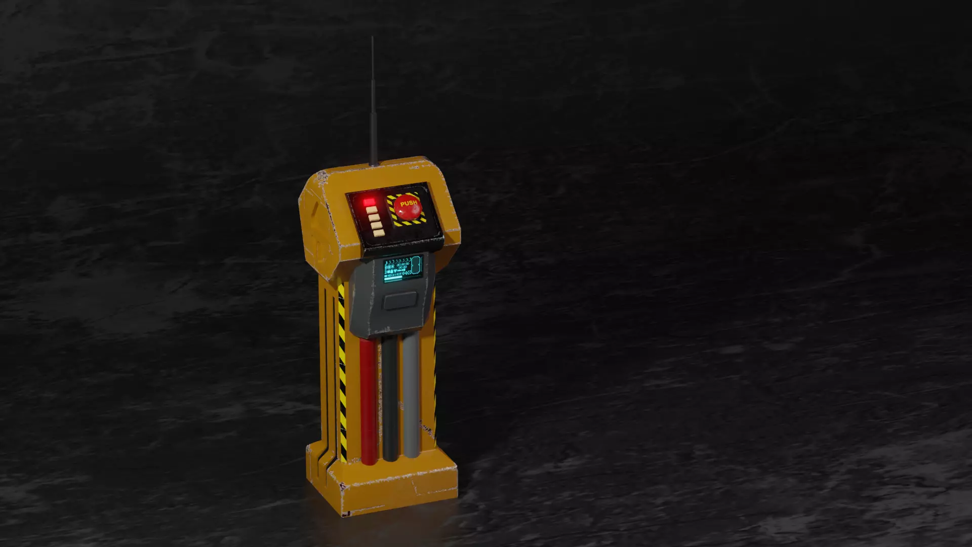 Rigged Remote controller with Push Button and mini display Low-poly 3D model_0