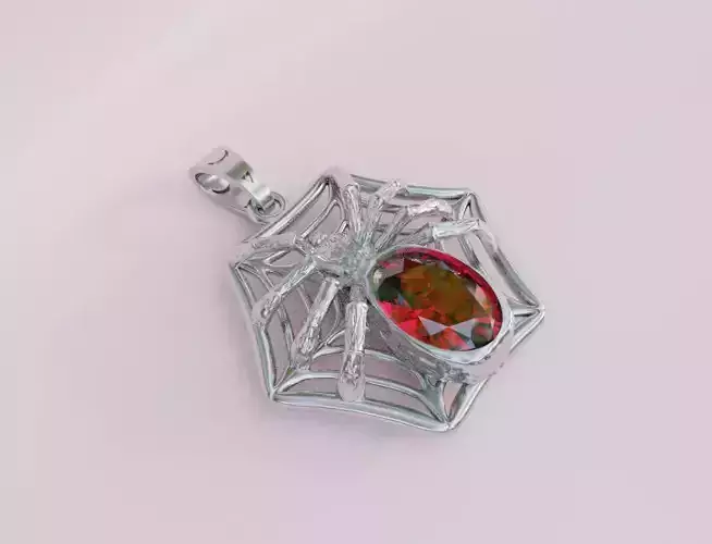 Pendant spider with gem on the spiderweb  3D print model