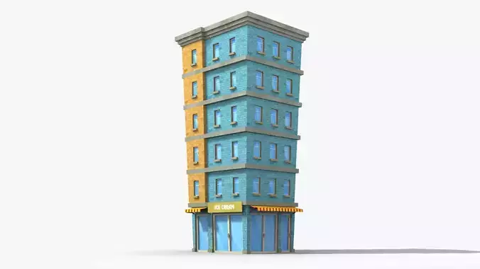Cartoon Building x29 Low-poly 3D model