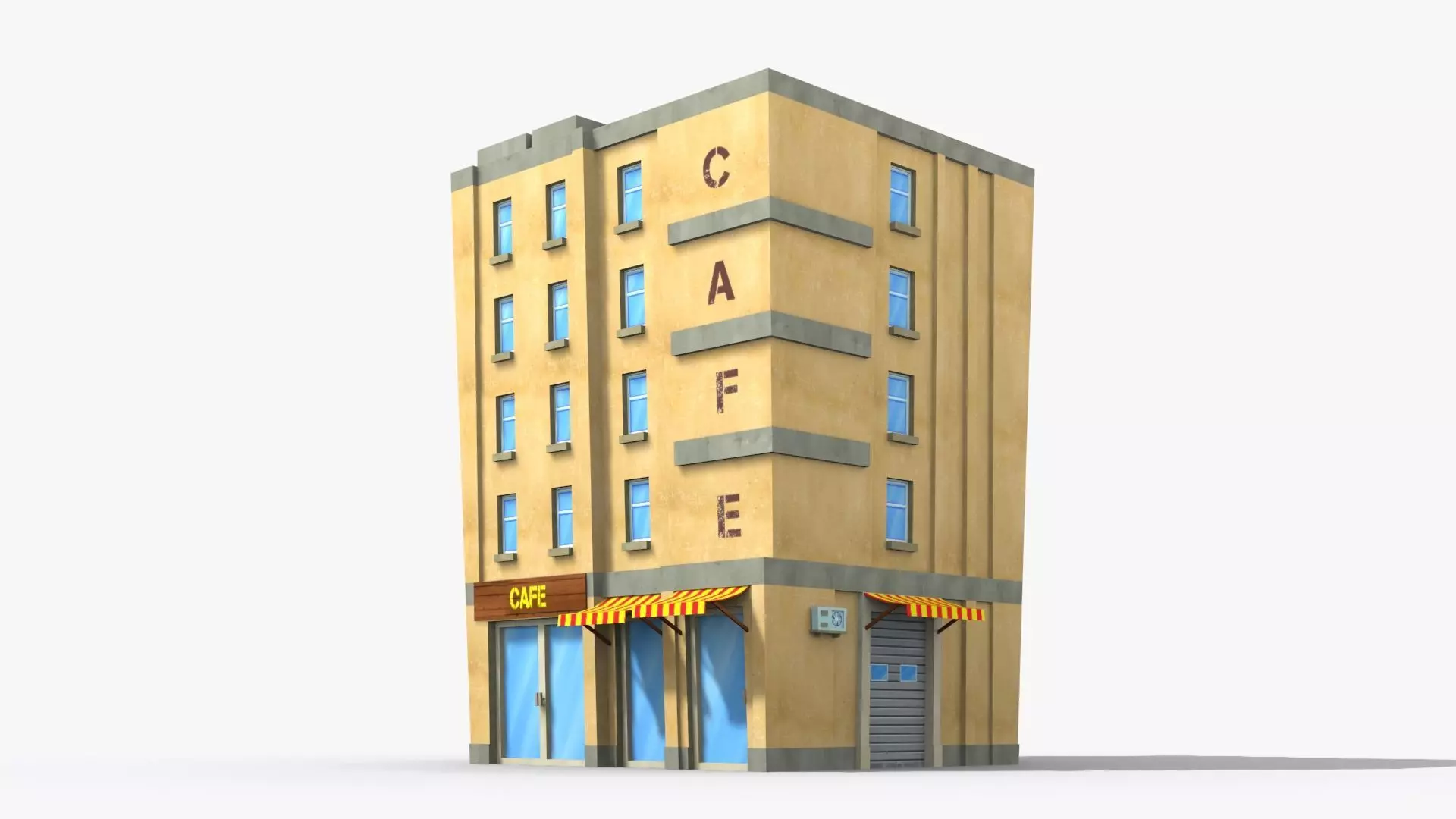 Cartoon Building x30 Low-poly 3D model_0