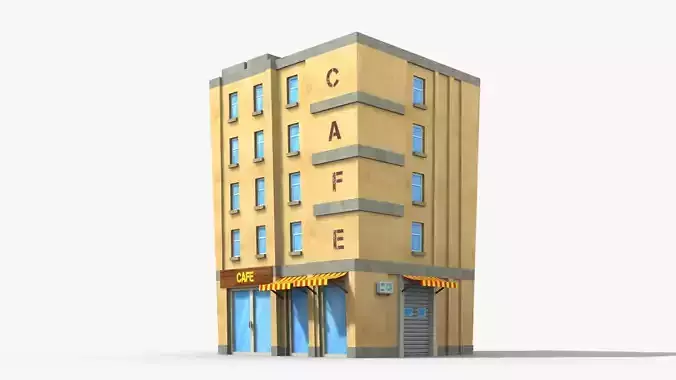 Cartoon Building x30 Low-poly 3D model