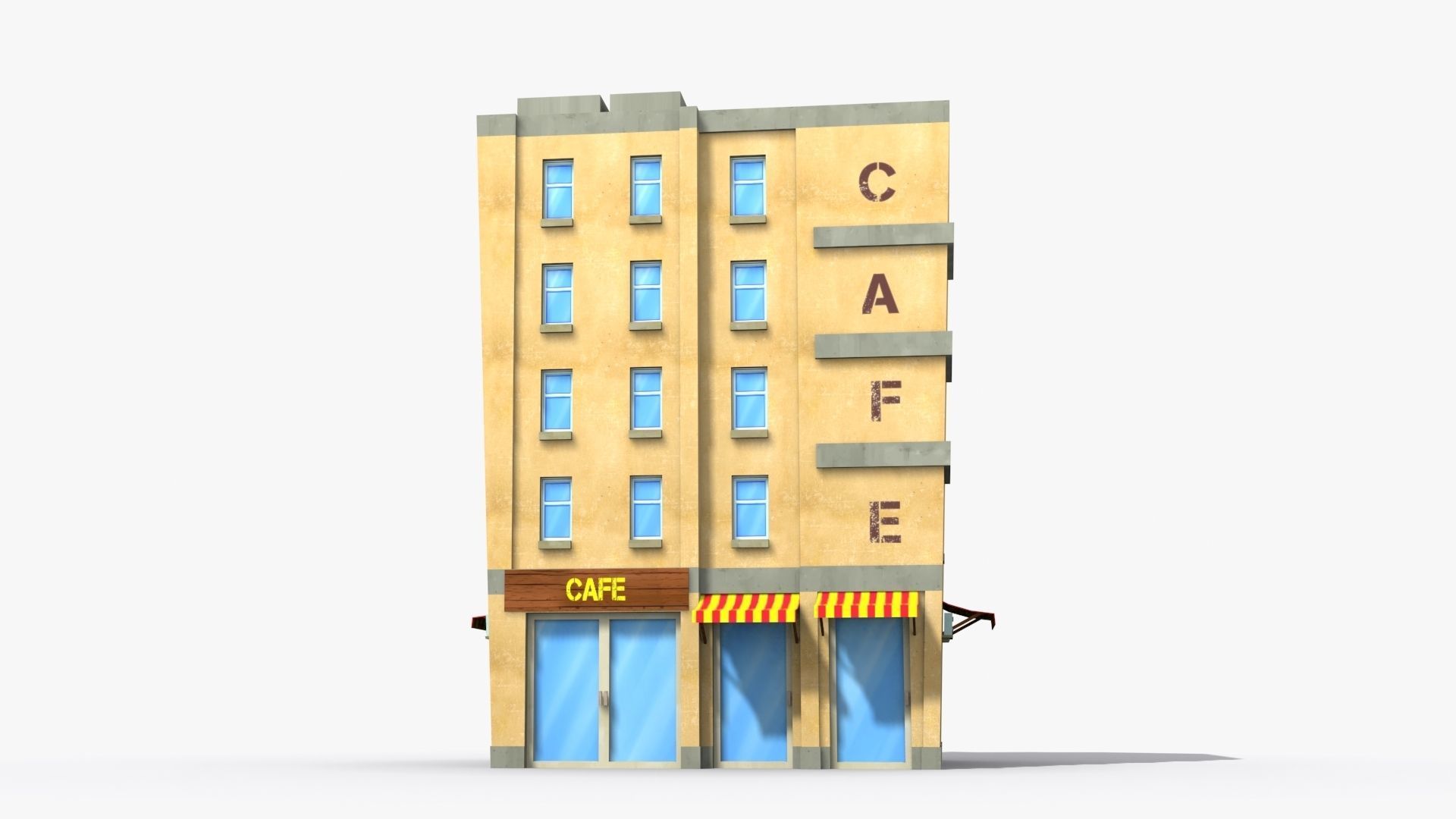 Cartoon Building x30 Low-poly 3D model_1