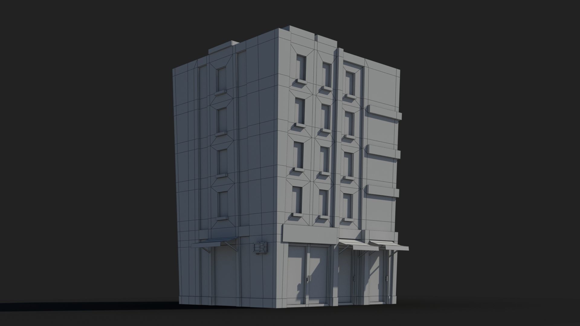 Cartoon Building x30 Low-poly 3D model_7