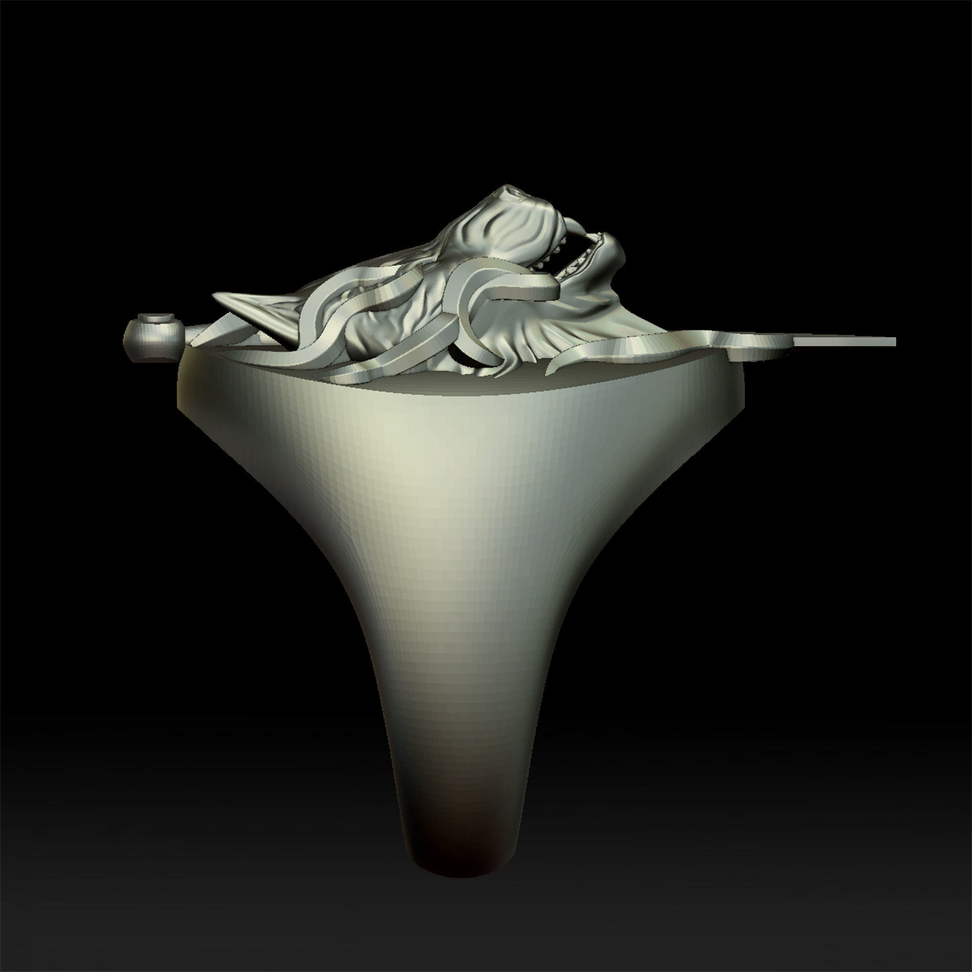 Wolf and dagger ring 3D print model_11
