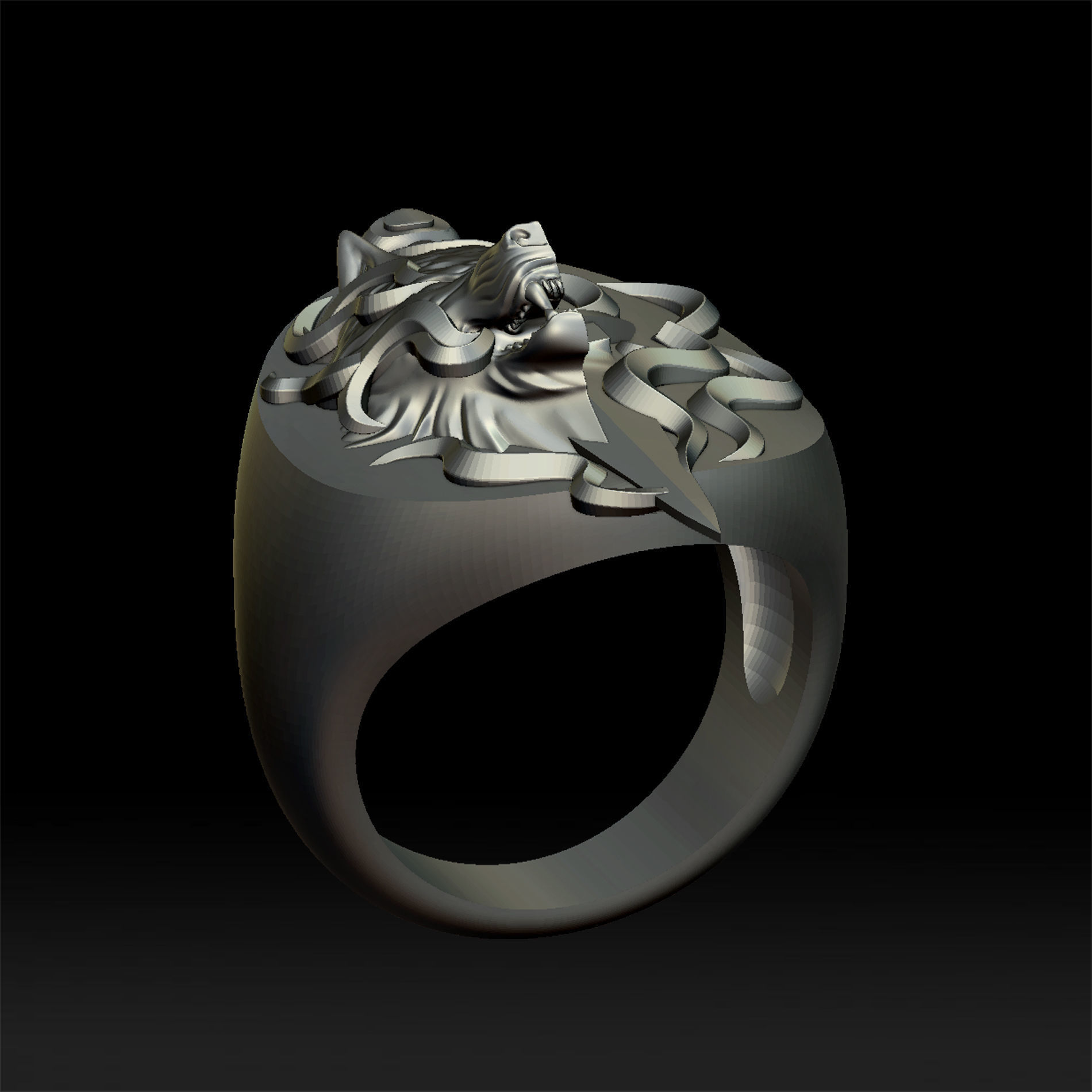Wolf and dagger ring 3D print model_12