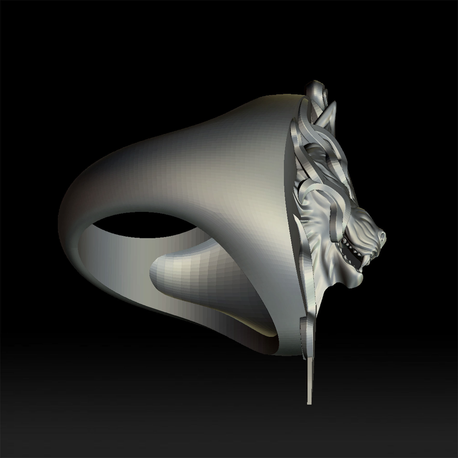 Wolf and dagger ring 3D print model_9