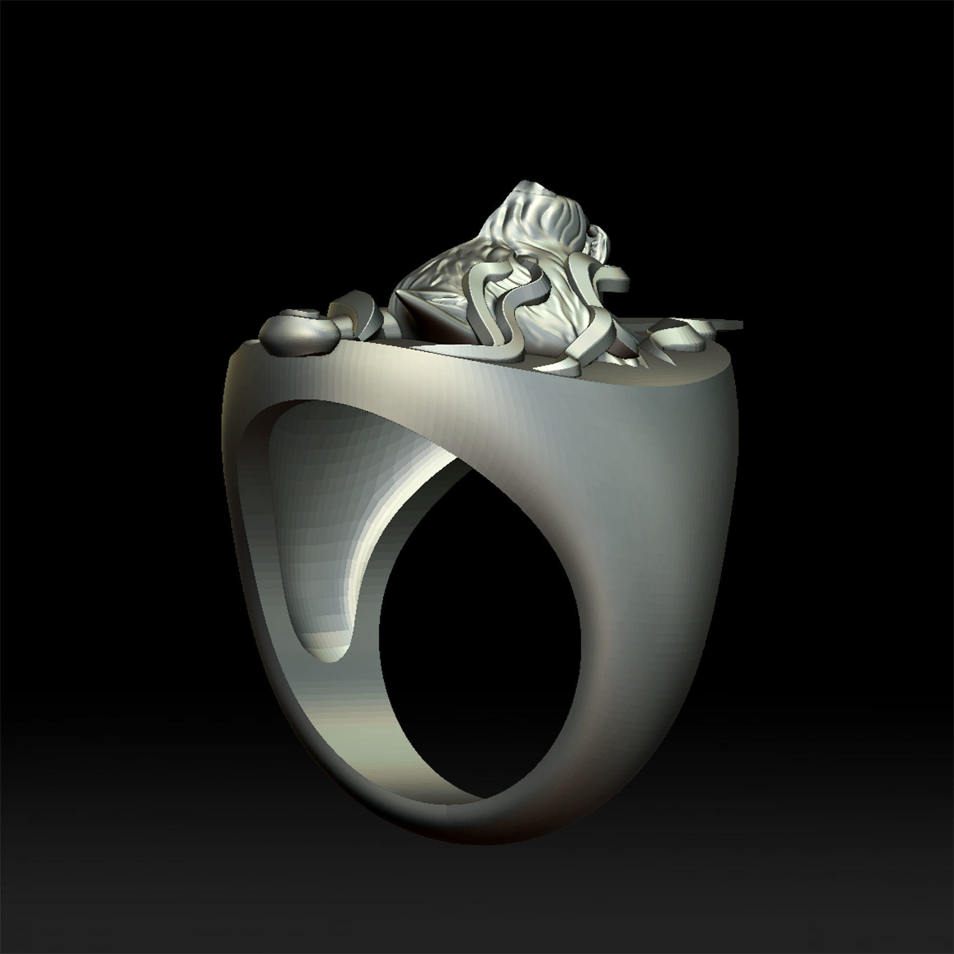 Wolf and dagger ring 3D print model_15