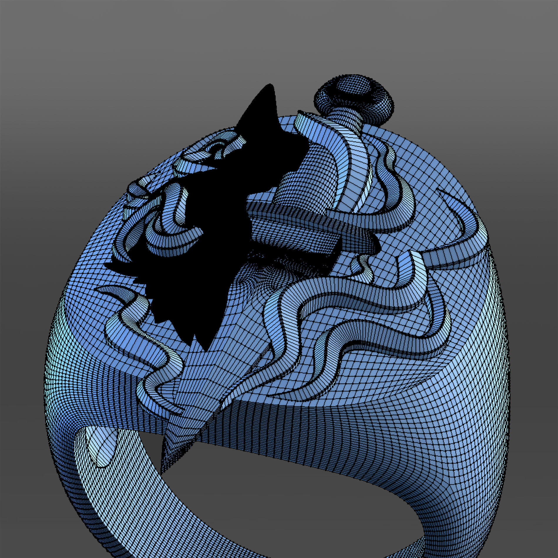 Wolf and dagger ring 3D print model_14