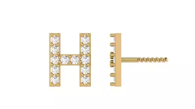 H Letter Alphabets Studs Earrings 