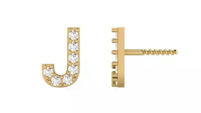 J Letter Alphabets Studs Earrings  3D print model