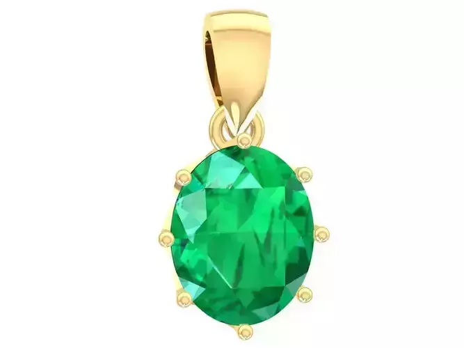 Classic Oval Emerald Gemstone Pendant  3042