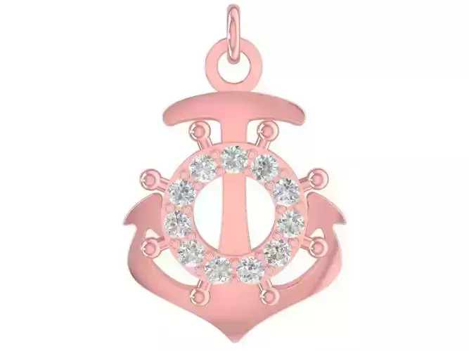 Luxury Anchor Symbol Pendant with Gemstone Accents 3044 3D print model
