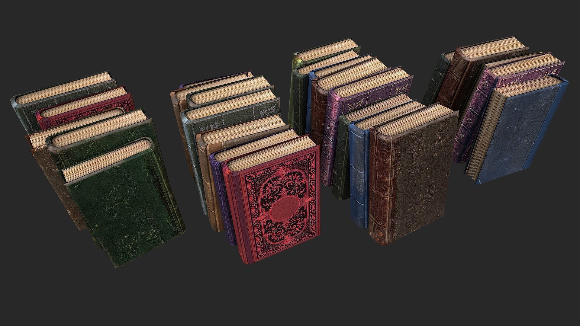 Herbalist Books Set Low-poly 3D model_8