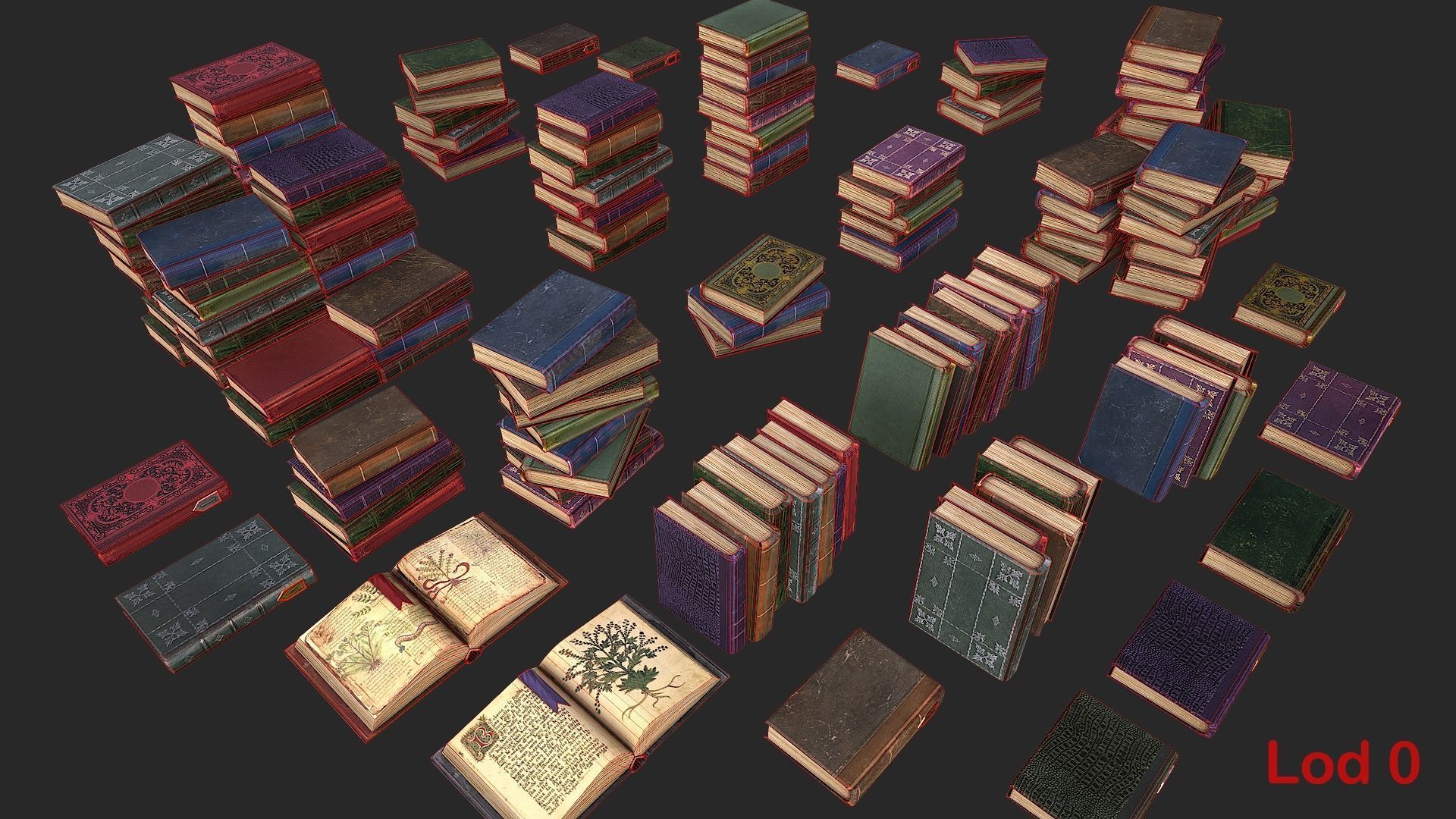 Herbalist Books Set Low-poly 3D model_14