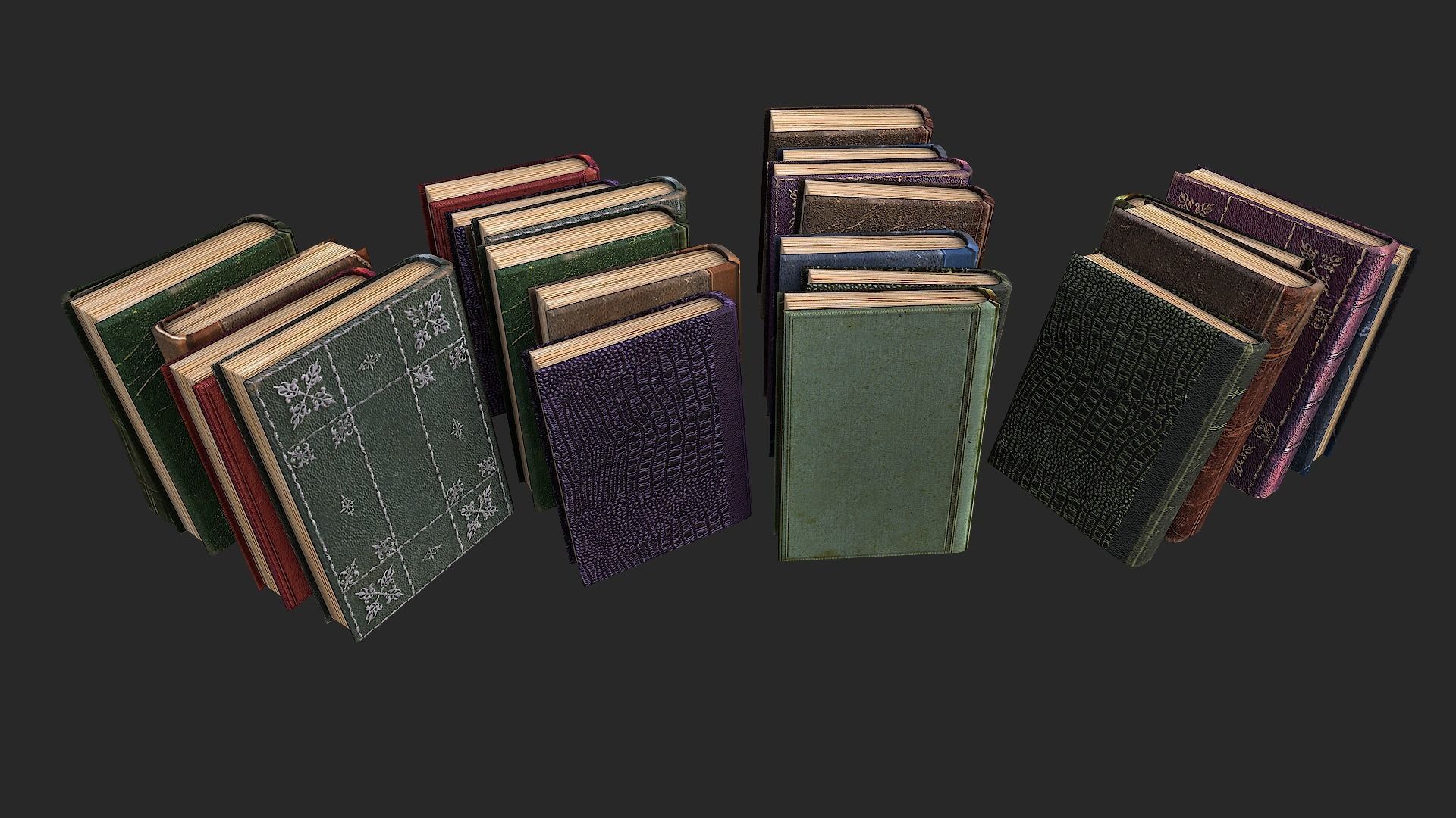 Herbalist Books Set Low-poly 3D model_9