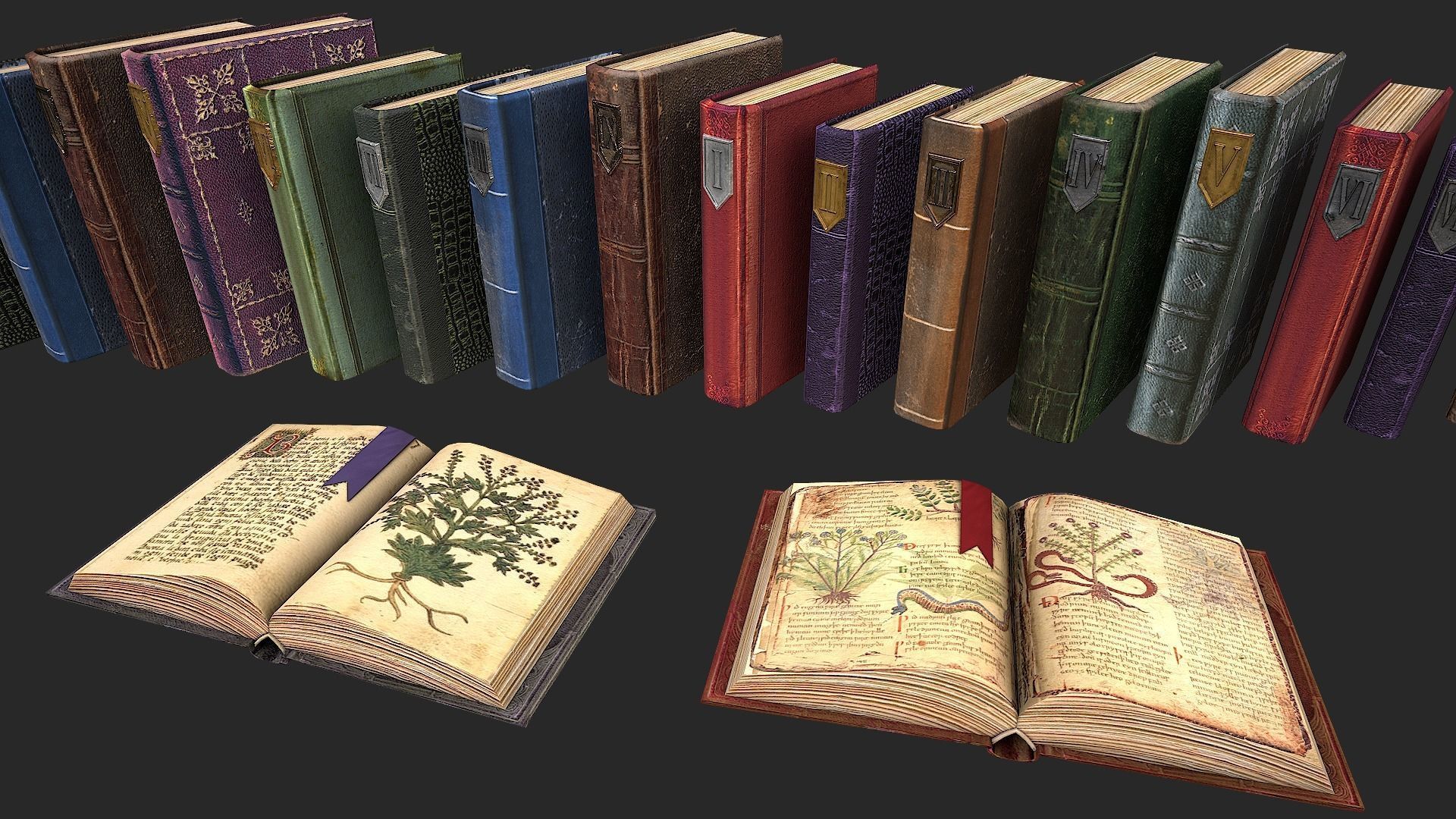 Herbalist Books Set Low-poly 3D model_20