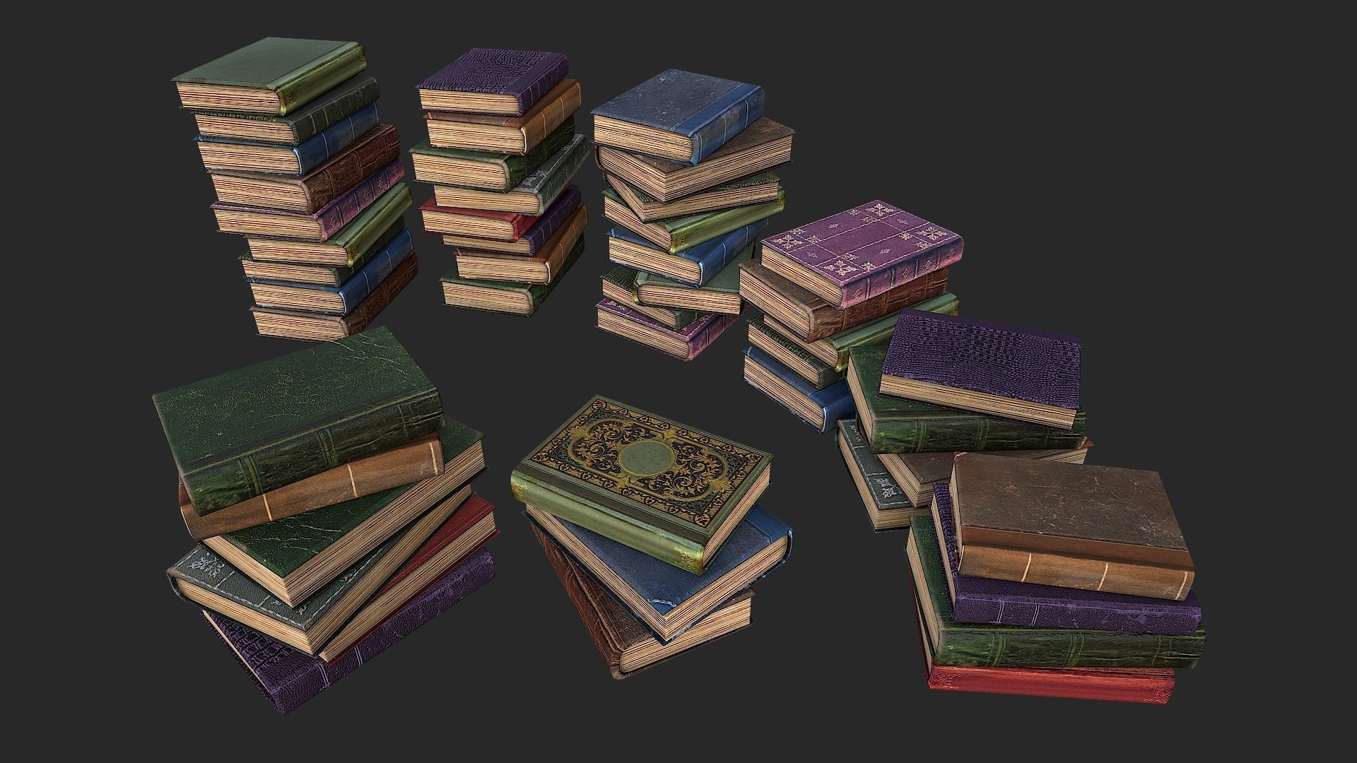 Herbalist Books Set Low-poly 3D model_6