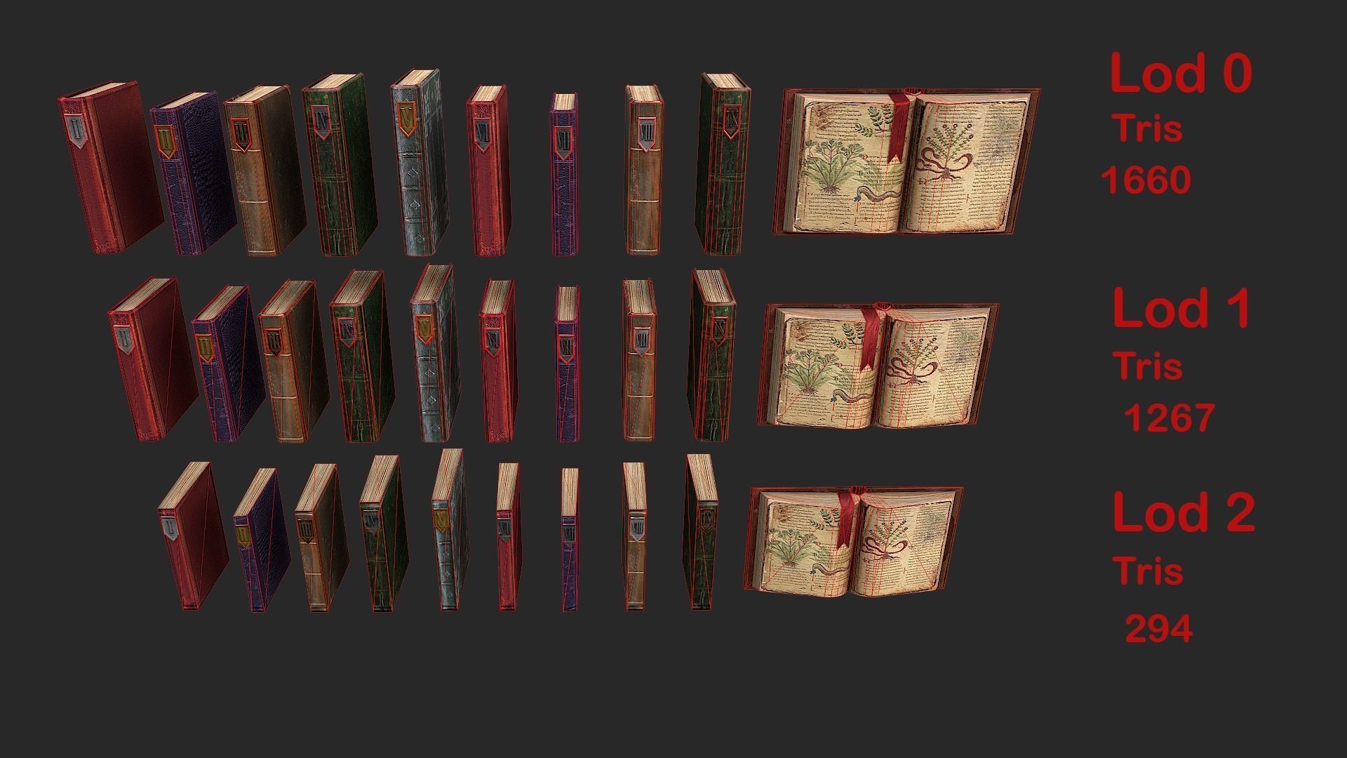 Herbalist Books Set Low-poly 3D model_17