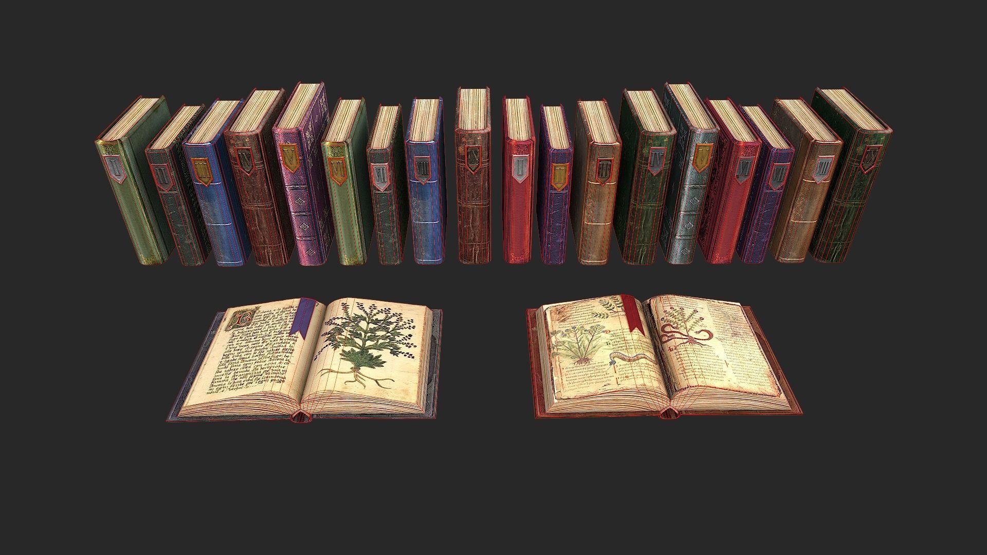 Herbalist Books Set Low-poly 3D model_18