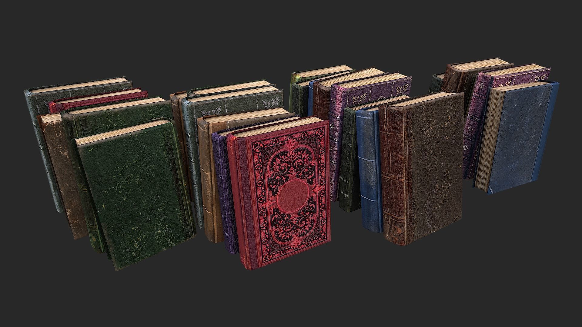 Herbalist Books Set Low-poly 3D model_7