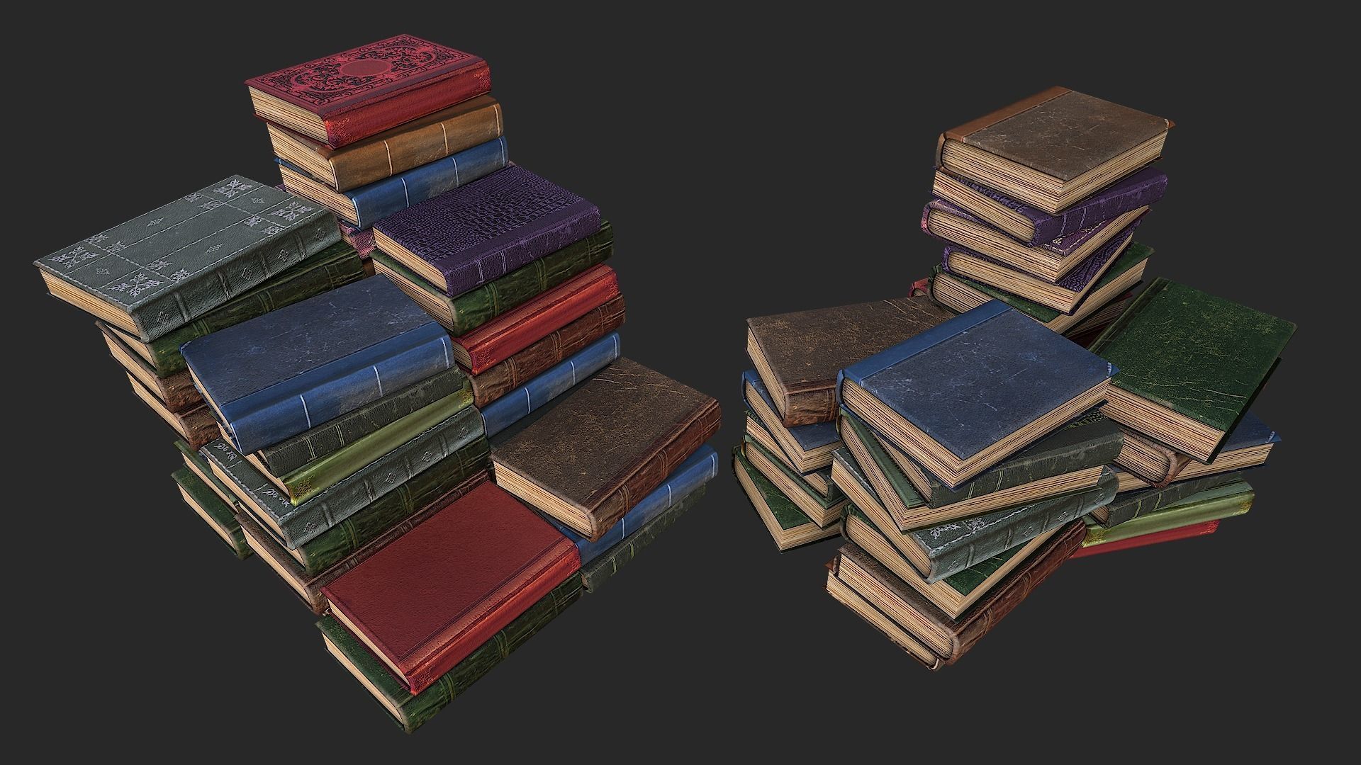 Herbalist Books Set Low-poly 3D model_5