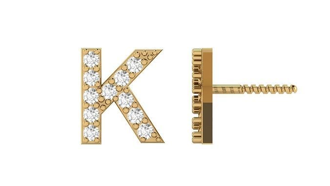 K Letter Alphabets Studs Earrings  3D print model