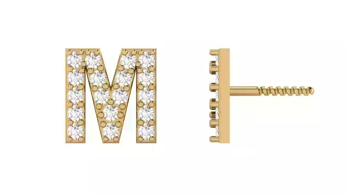 M Letter Alphabets Studs Earrings 