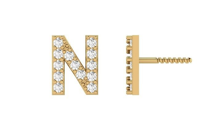 N Letter Alphabets Studs Earrings  3D print model