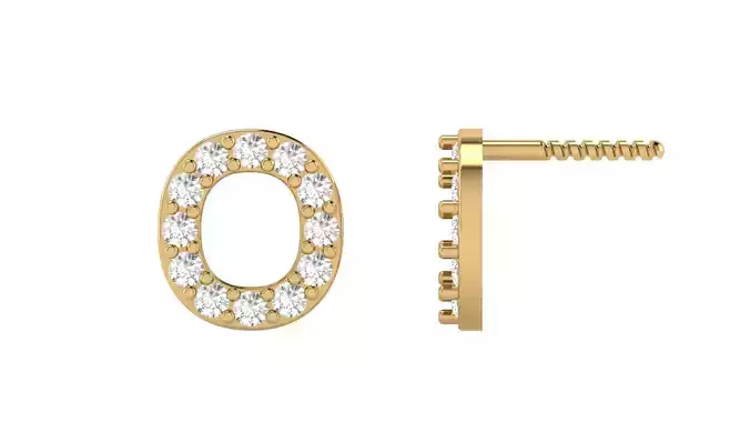 O Letter Alphabets Studs Earrings 