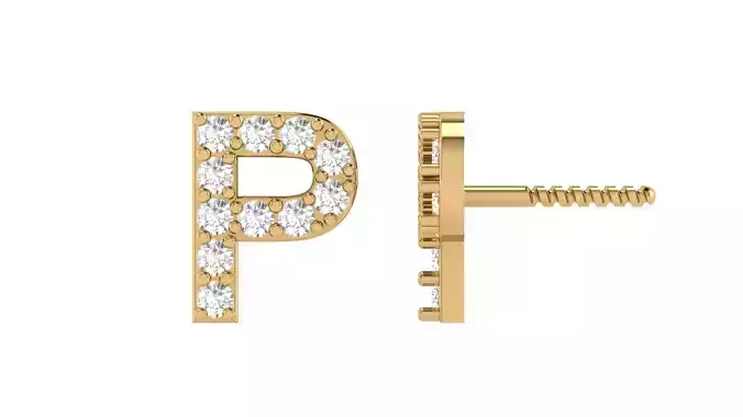 P Letter Alphabets Studs Earrings 