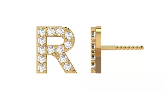 R Letter Alphabets Studs Earrings  3D print model