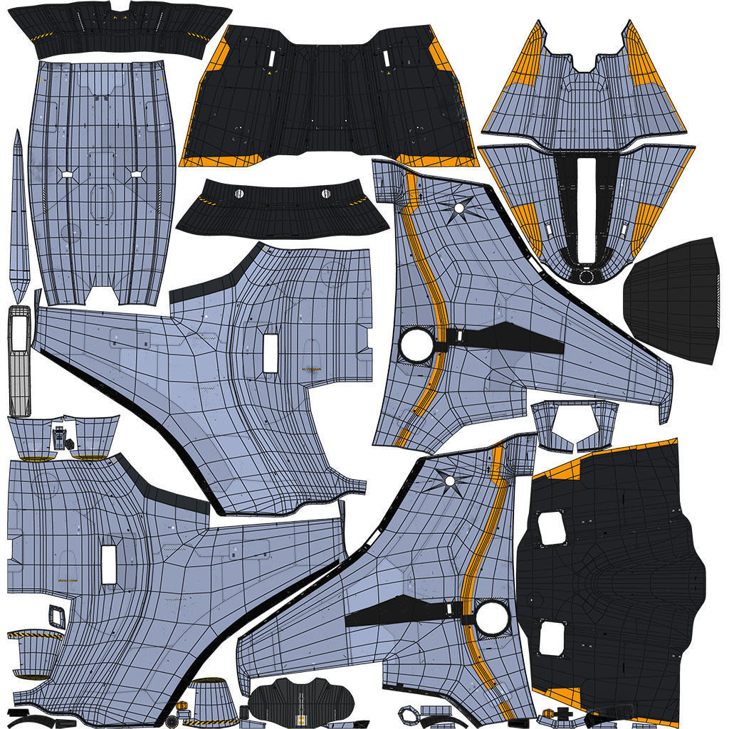 Space Fighter Roxetta Low-poly 3D model_28