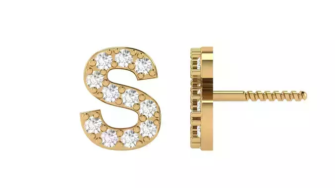 S Letter Alphabets Studs Earrings 
