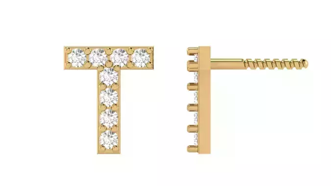 T Letter Alphabets Studs Earrings  3D print model