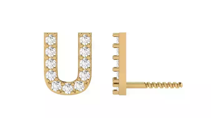 U Letter Alphabets Studs Earrings 