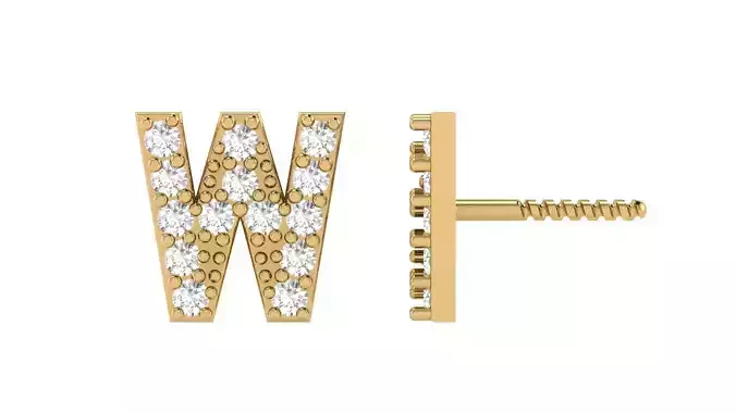 W Letter Alphabets Studs Earrings 