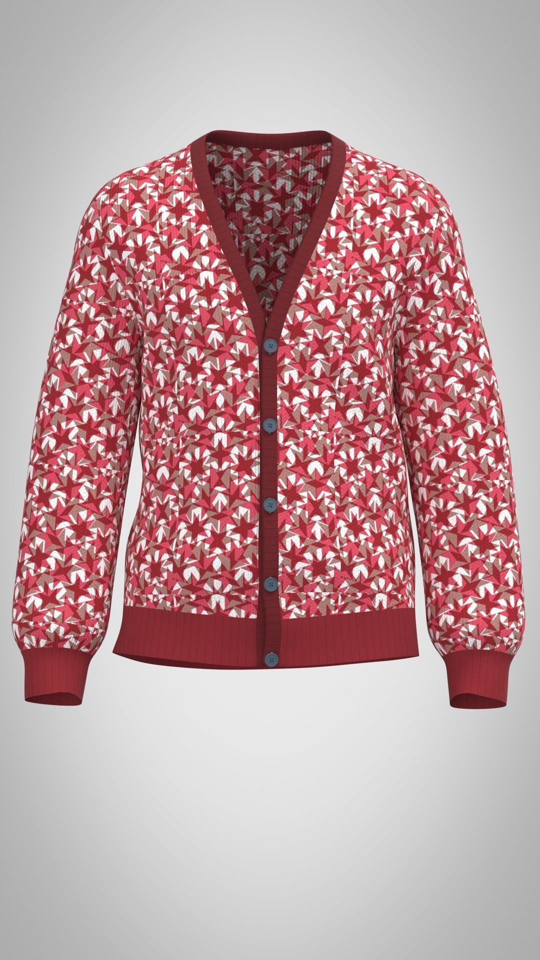 Mens Cardigan Low-poly 3D model_1