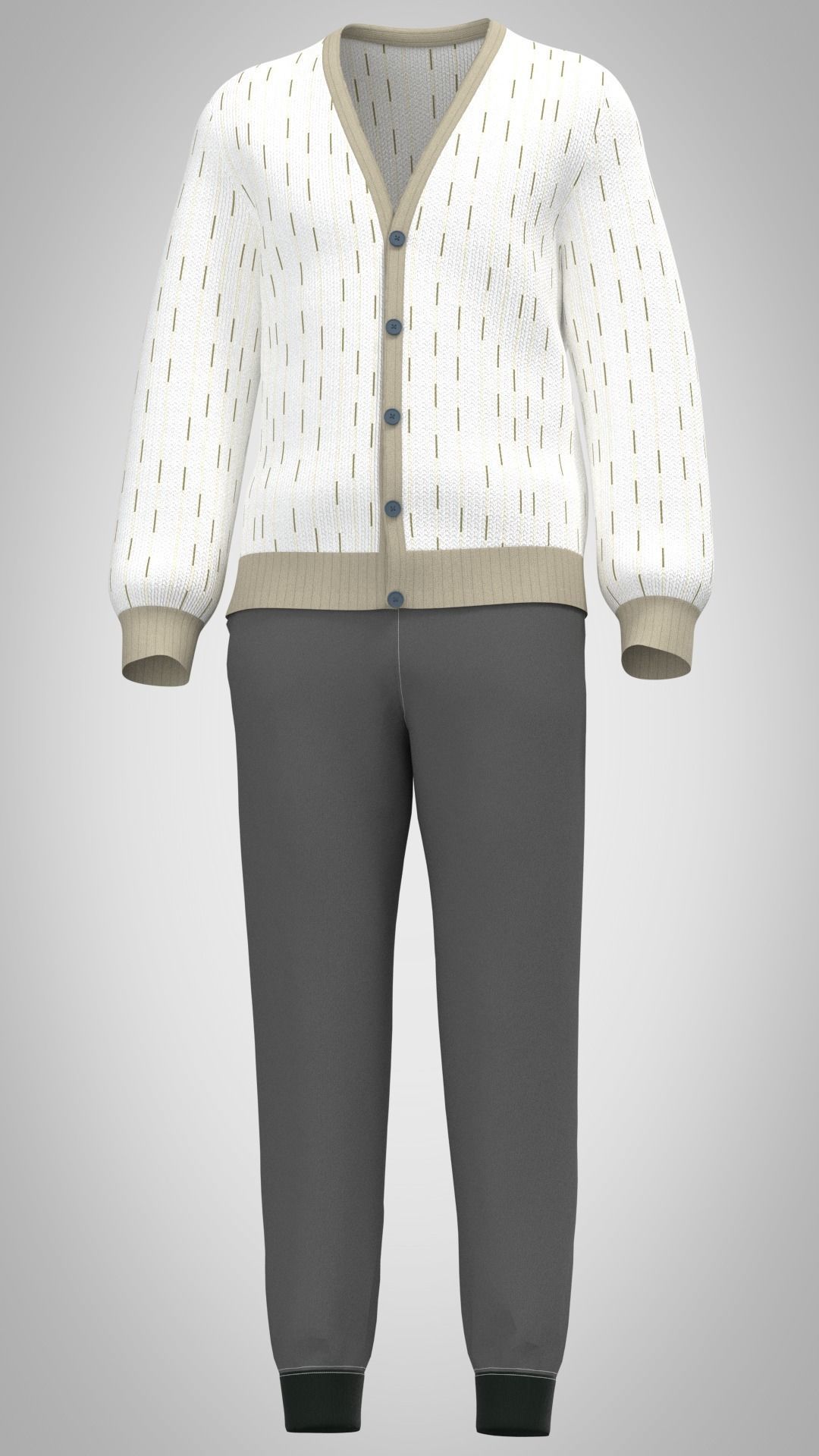 Mens Cardigan Low-poly 3D model_6