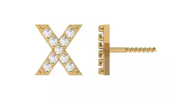 X Letter Alphabets Studs Earrings 