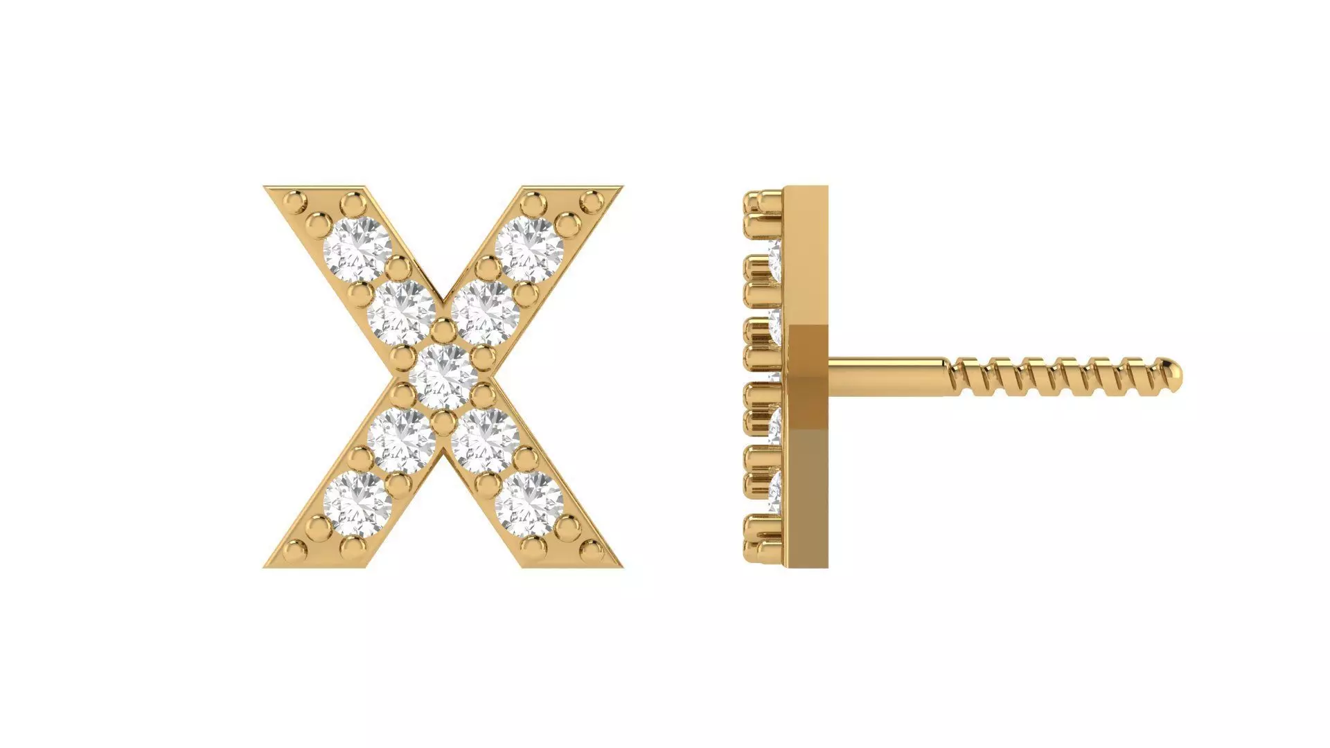 X Letter Alphabets Studs Earrings 3D print model