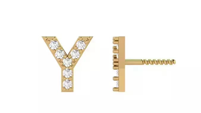 Y Letter Alphabets Studs Earrings 