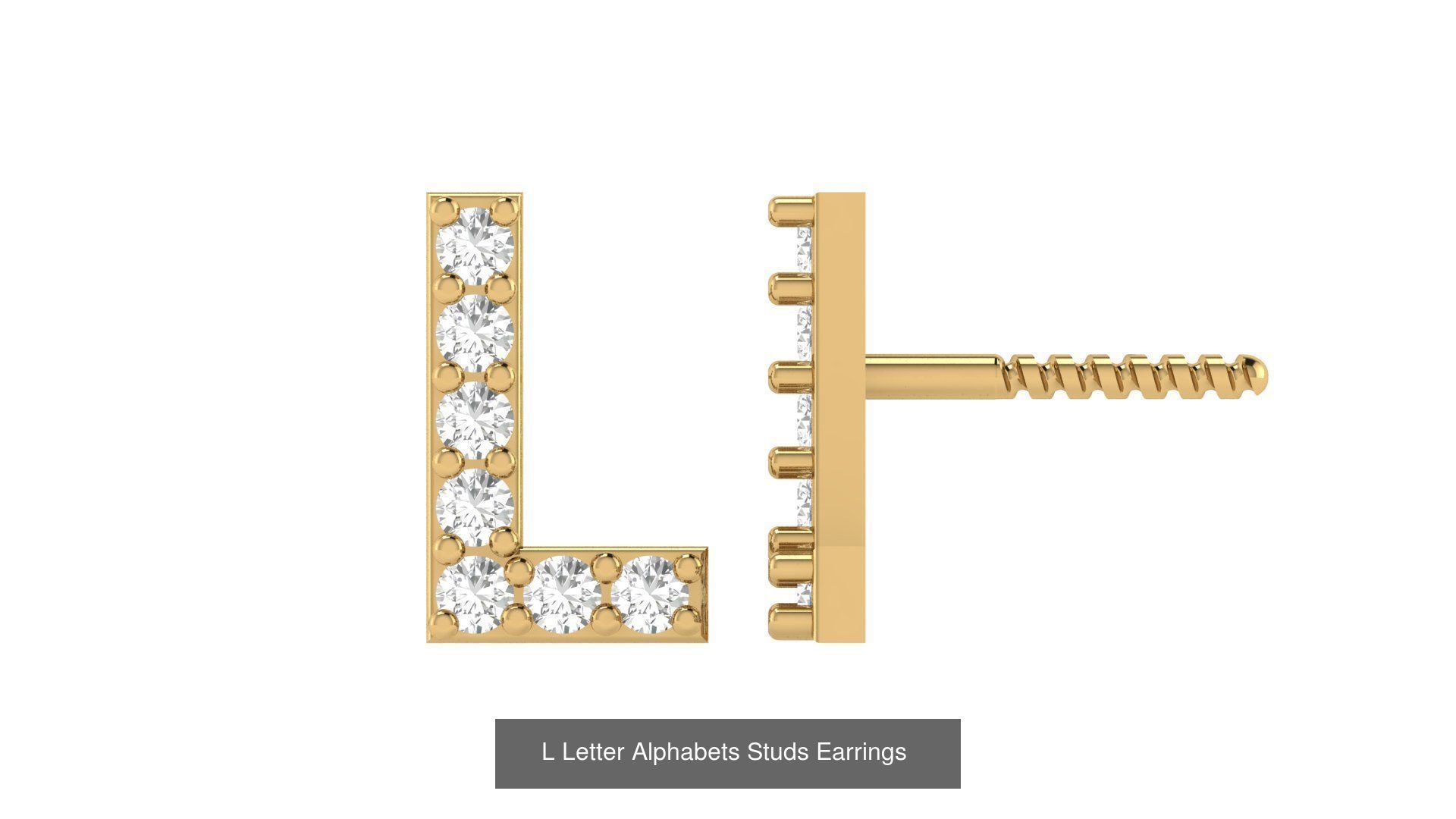 Diamond Alphabet  Stud Earring Set A to z  3D Model Collection_14