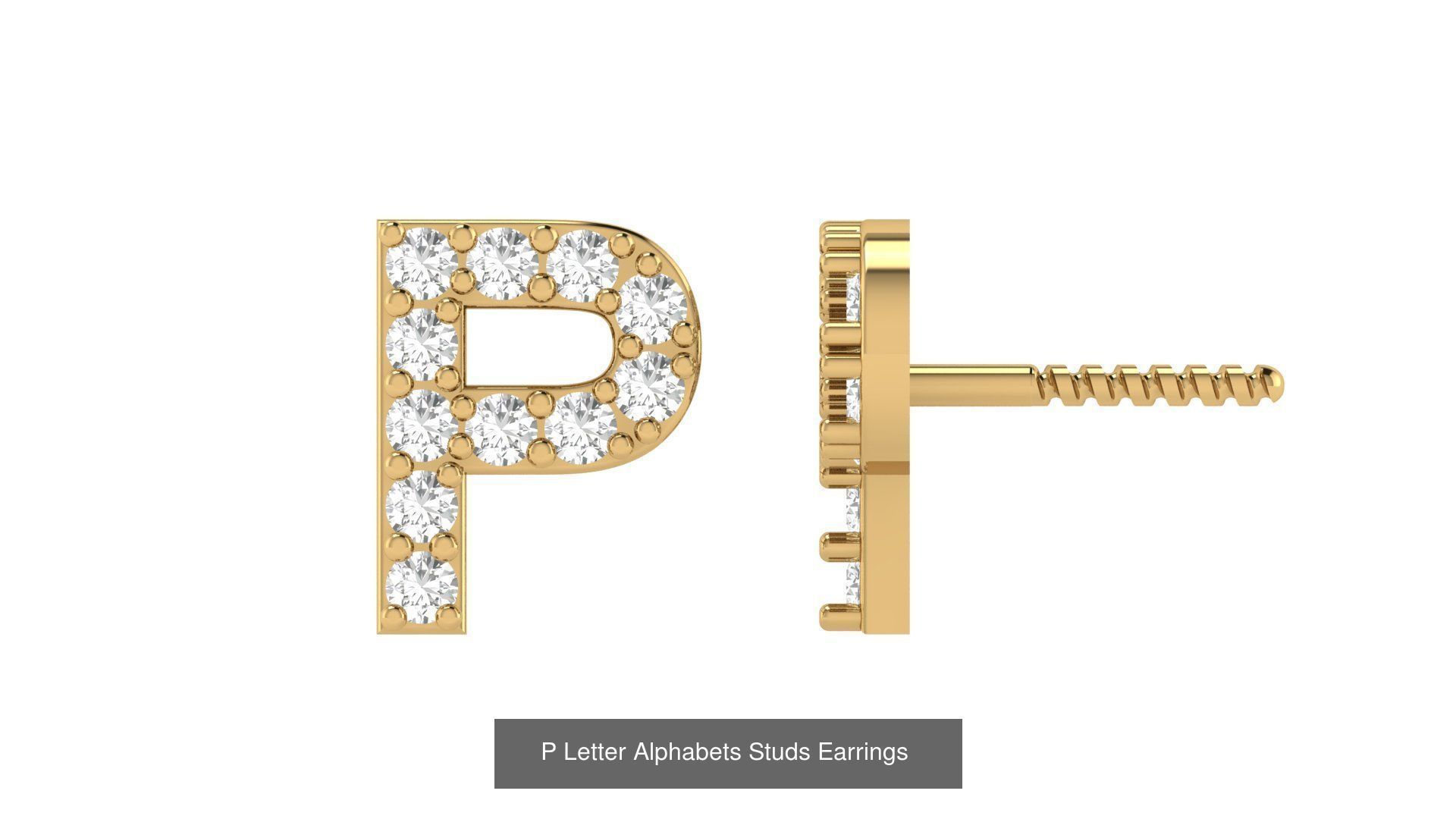 Diamond Alphabet  Stud Earring Set A to z  3D Model Collection_18