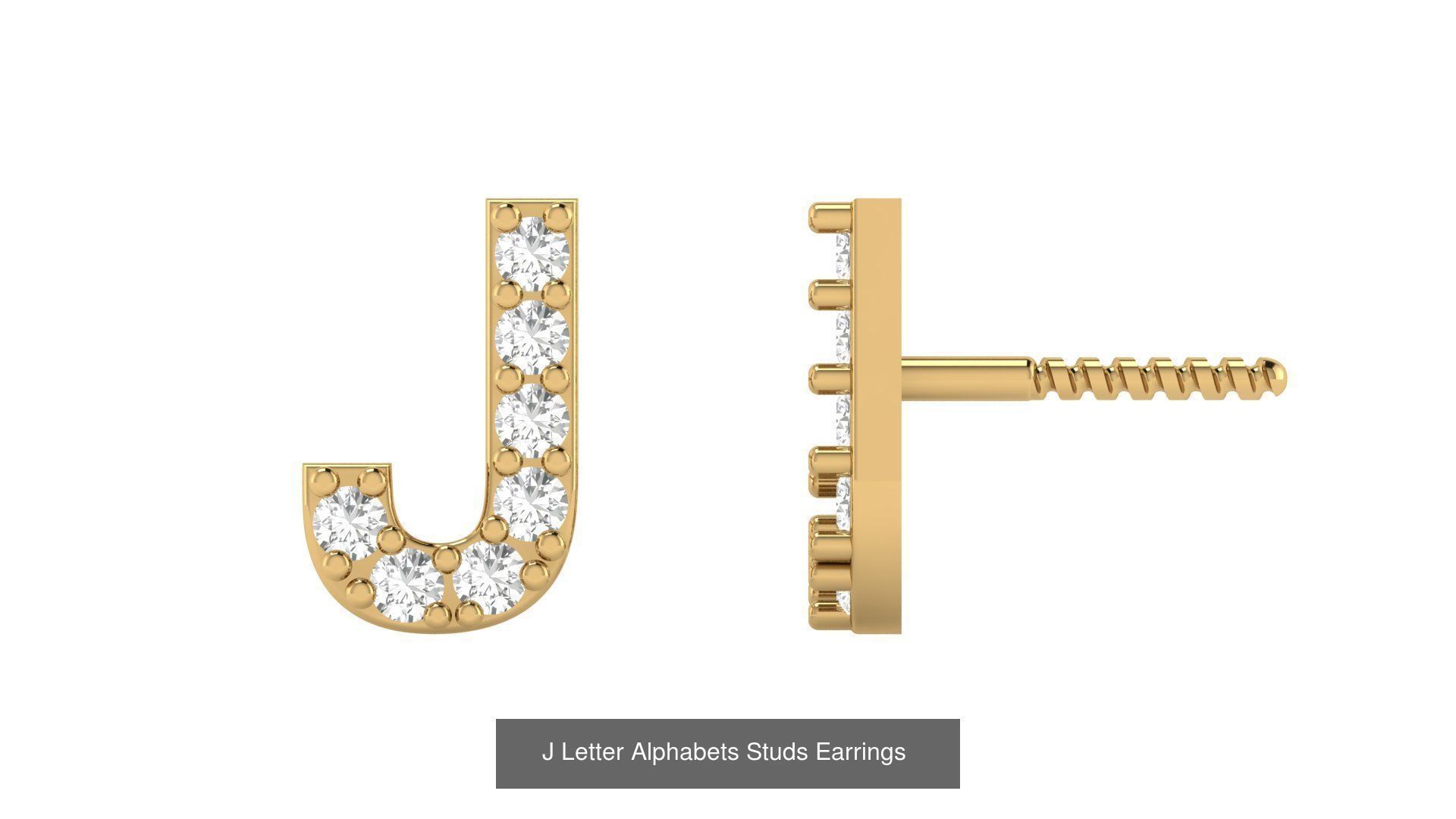 Diamond Alphabet  Stud Earring Set A to z  3D Model Collection_12
