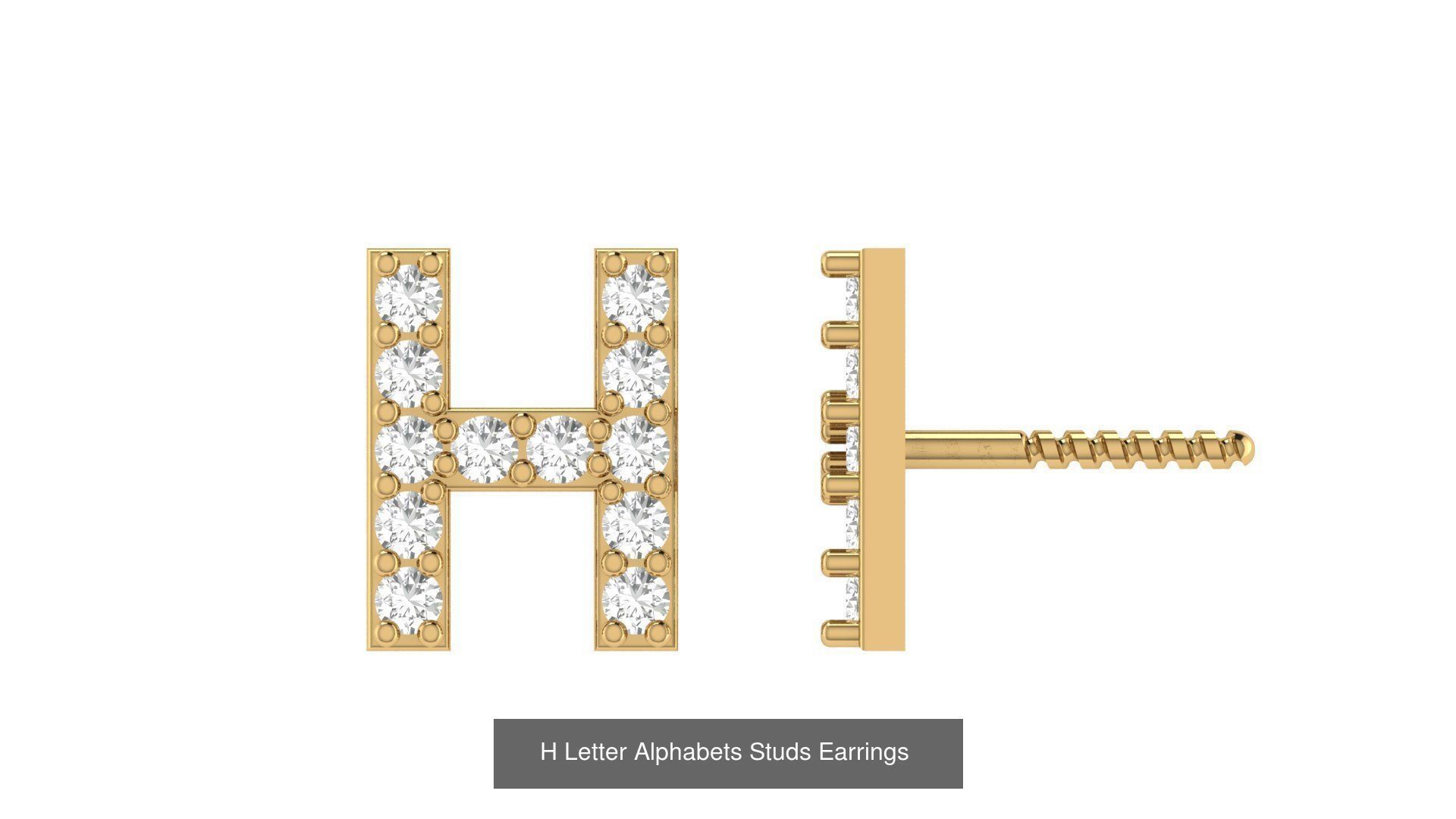 Diamond Alphabet  Stud Earring Set A to z  3D Model Collection_10