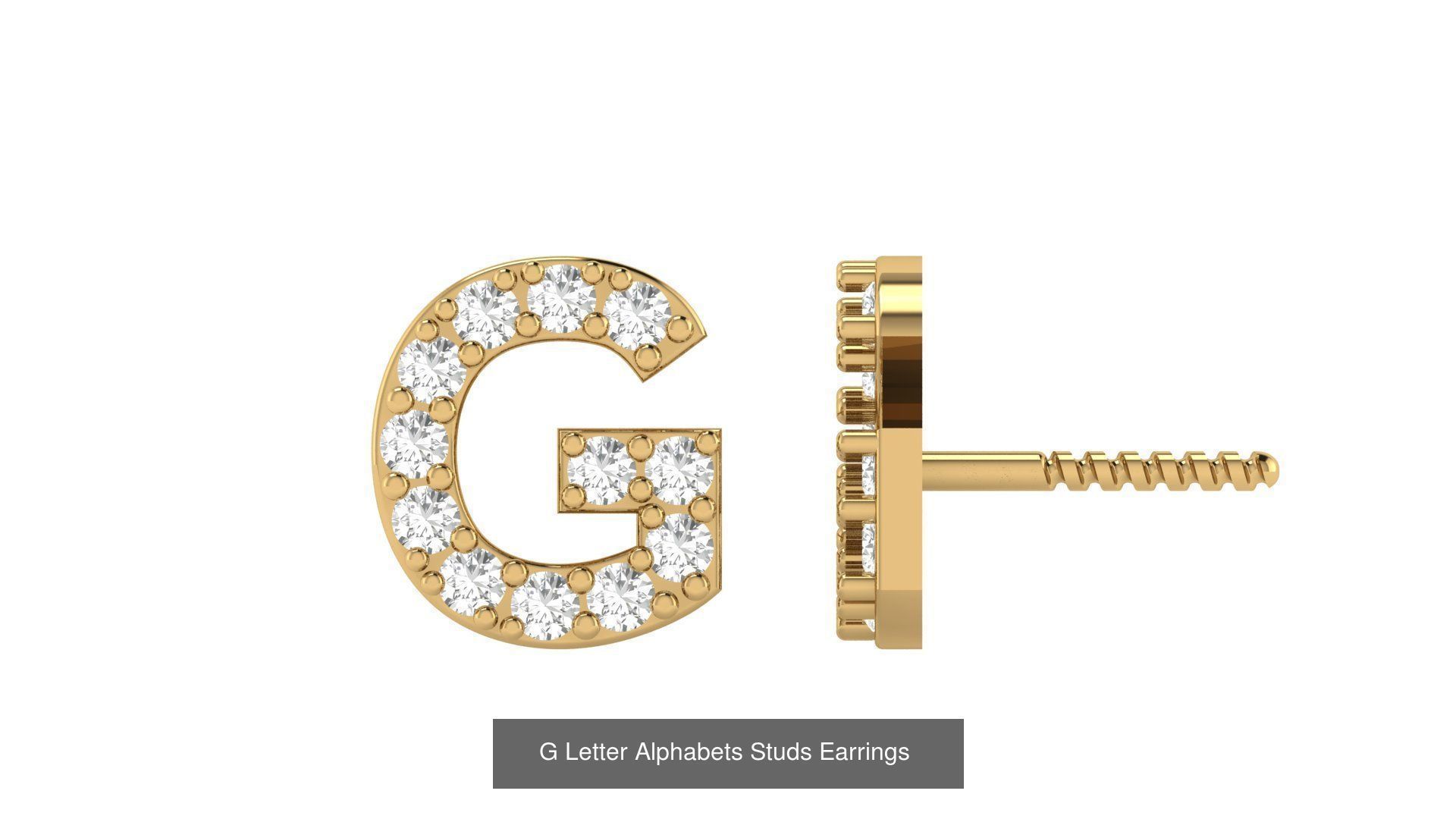Diamond Alphabet  Stud Earring Set A to z  3D Model Collection_9