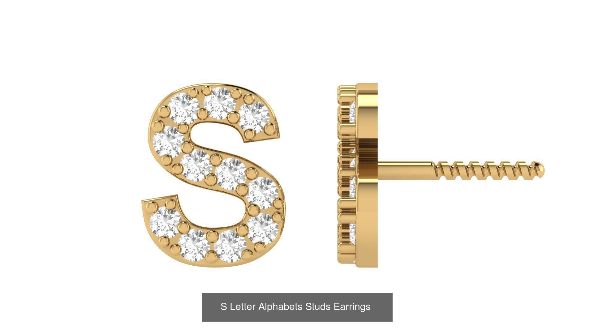 Diamond Alphabet  Stud Earring Set A to z  3D Model Collection_21